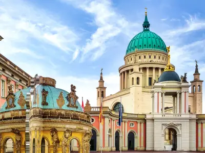 St. Nicholas' Church and the Landtag (Parliament) of Brandenburg in Potsdam, Germany.