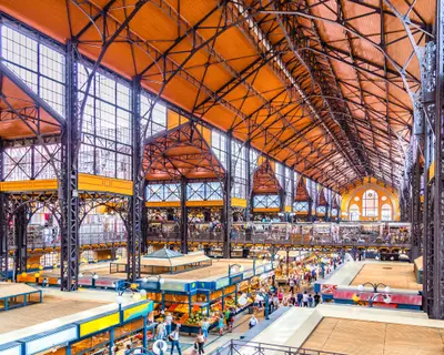Interiors of Central Market Hall of Budapest, Hungary