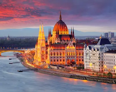 Hungarian parliament, Budapest at sunset