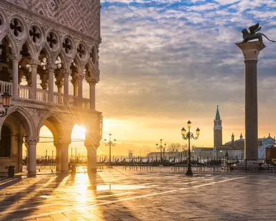 Sunrise at the San Marco square in Venice, Italy