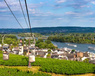 Overlooking the vineyard from the cable car in Niederwalddenkmal of Rüdesheim ,Germany.