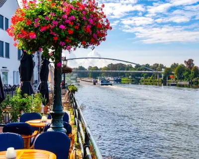 View over the Maas to the High Bridge in Maastricht, Netherlands