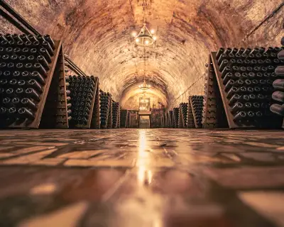 Champagne facory storehouse in the cellar. High quality photo