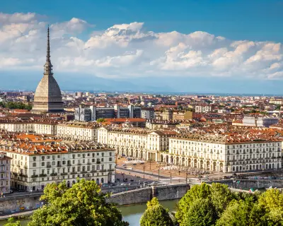 View of Turin city centre with landmark of Mole Antonelliana-Turin,Italy,Europe